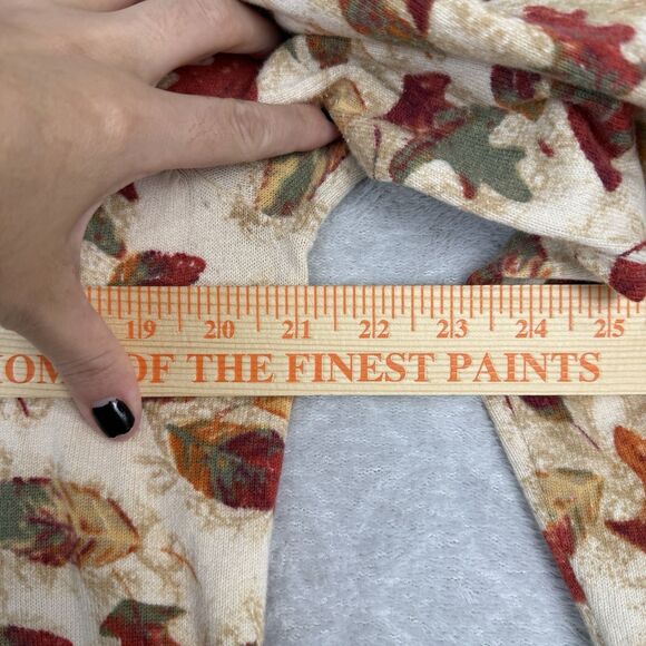 Vtg Fall Leaves Cardigan Sweater Womens Large Autumn Y2K Cottagecore Cotton Wool - Picture 6 of 10